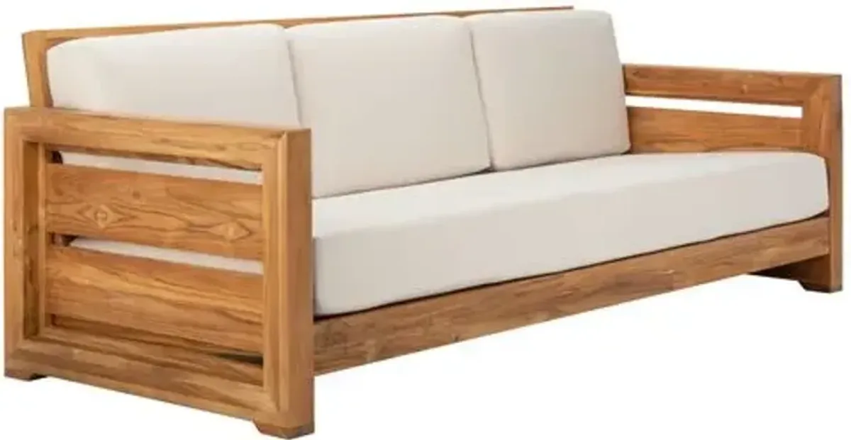 Vesper Teak Outdoor Sofa - Natural/White