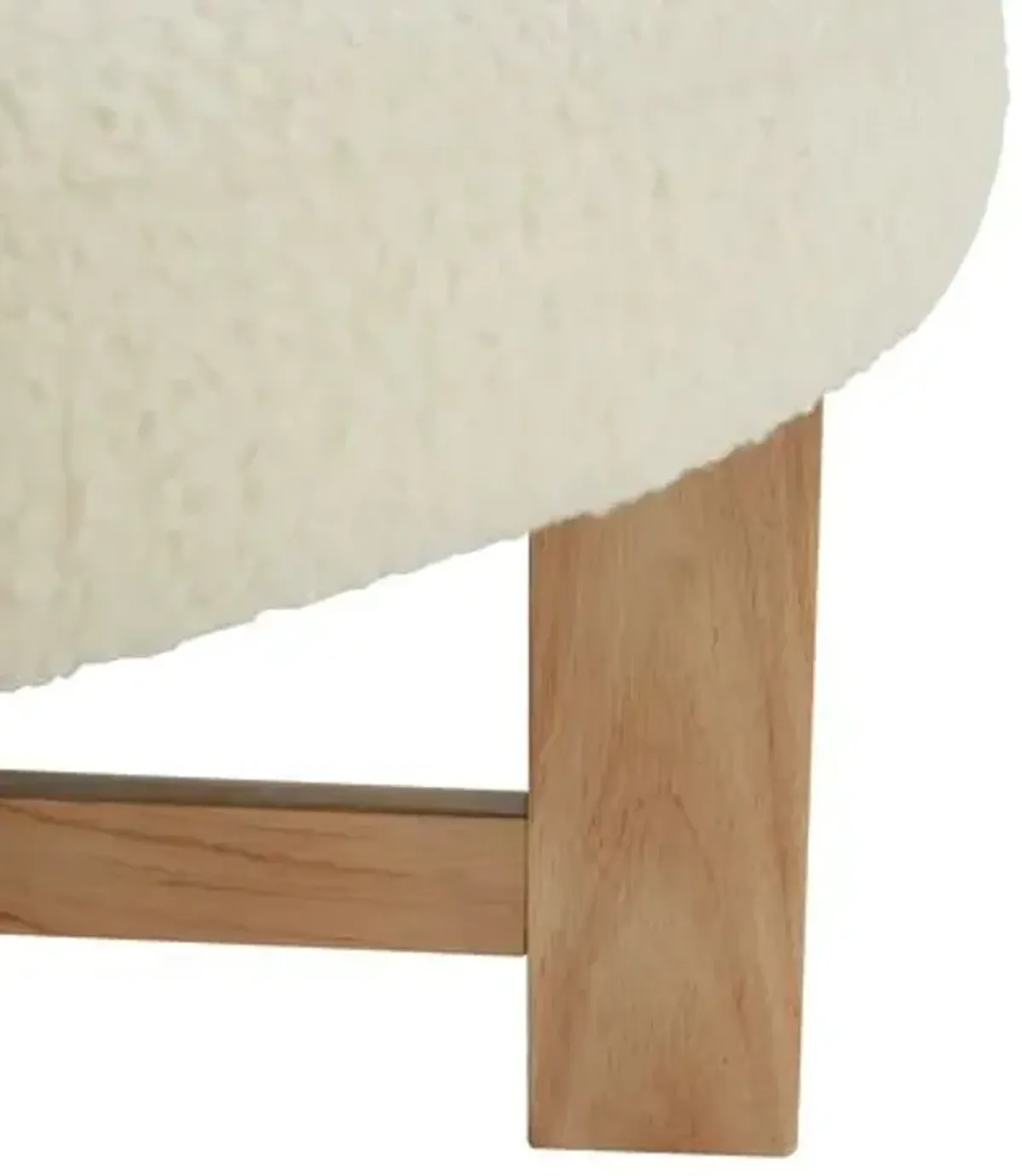 Hawka Faux Shearling Ottoman - Ivory/Natural