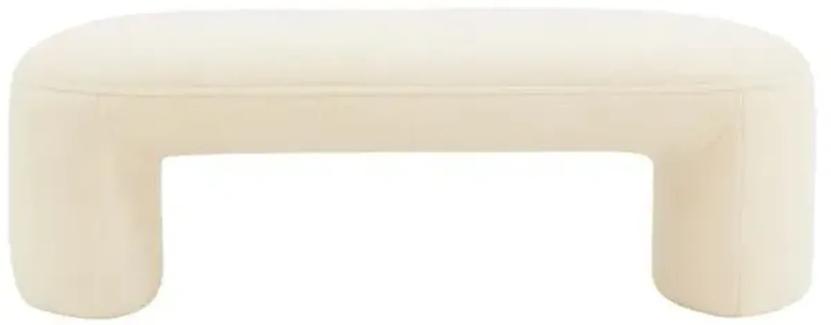 Lysta Faux Shearling Bench - Ivory