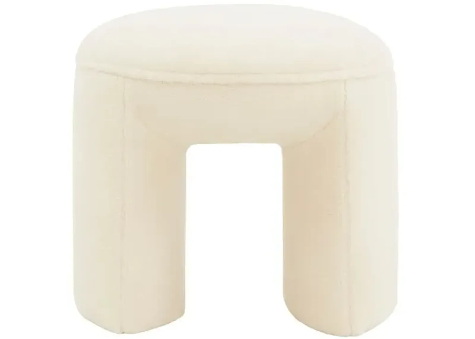 Lysta Faux Shearling Ottoman - Ivory