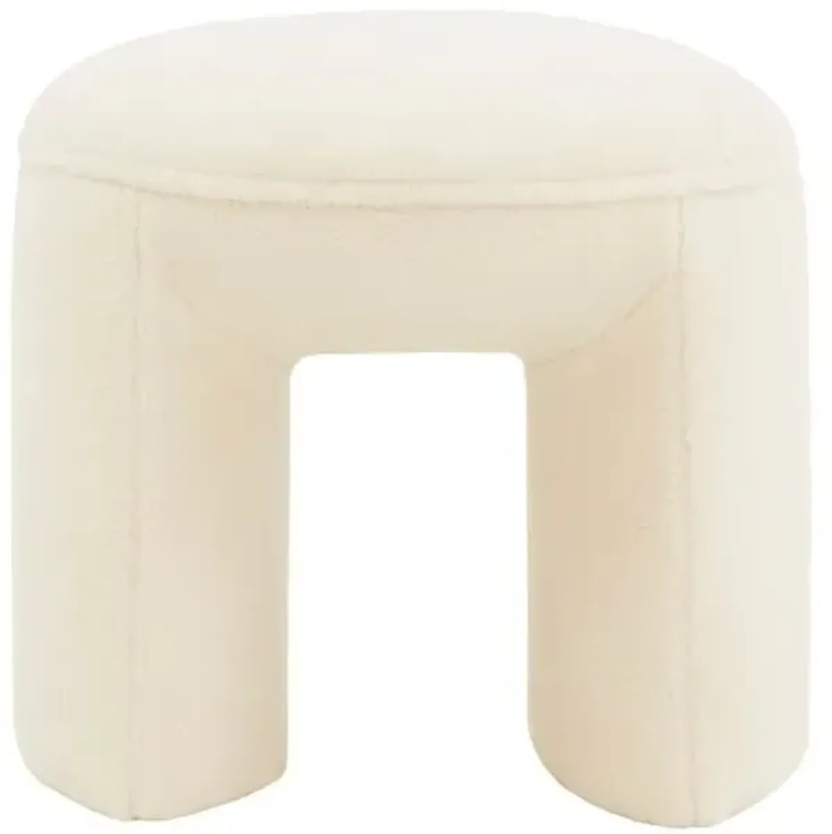 Lysta Faux Shearling Ottoman - Ivory