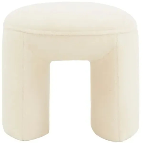Lysta Faux Shearling Ottoman - Ivory