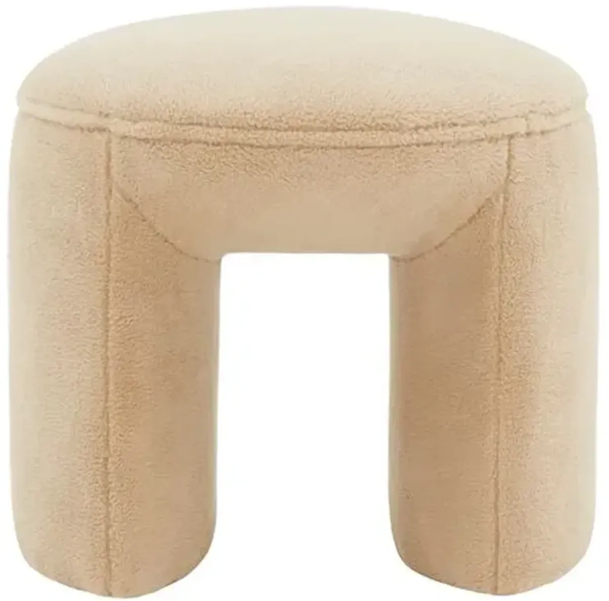 Lysta Faux Shearling Ottoman - Brown