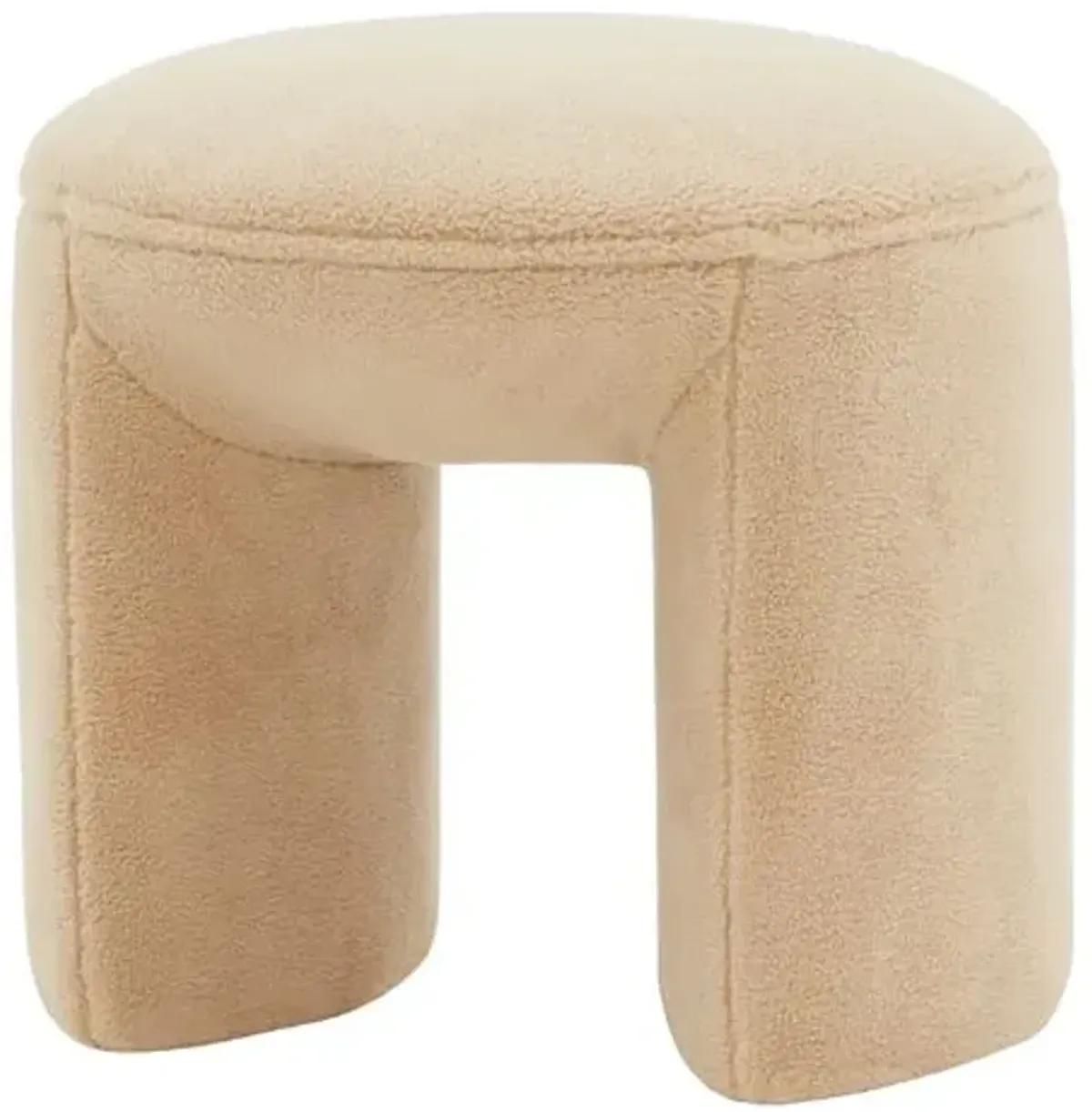 Lysta Faux Shearling Ottoman - Brown