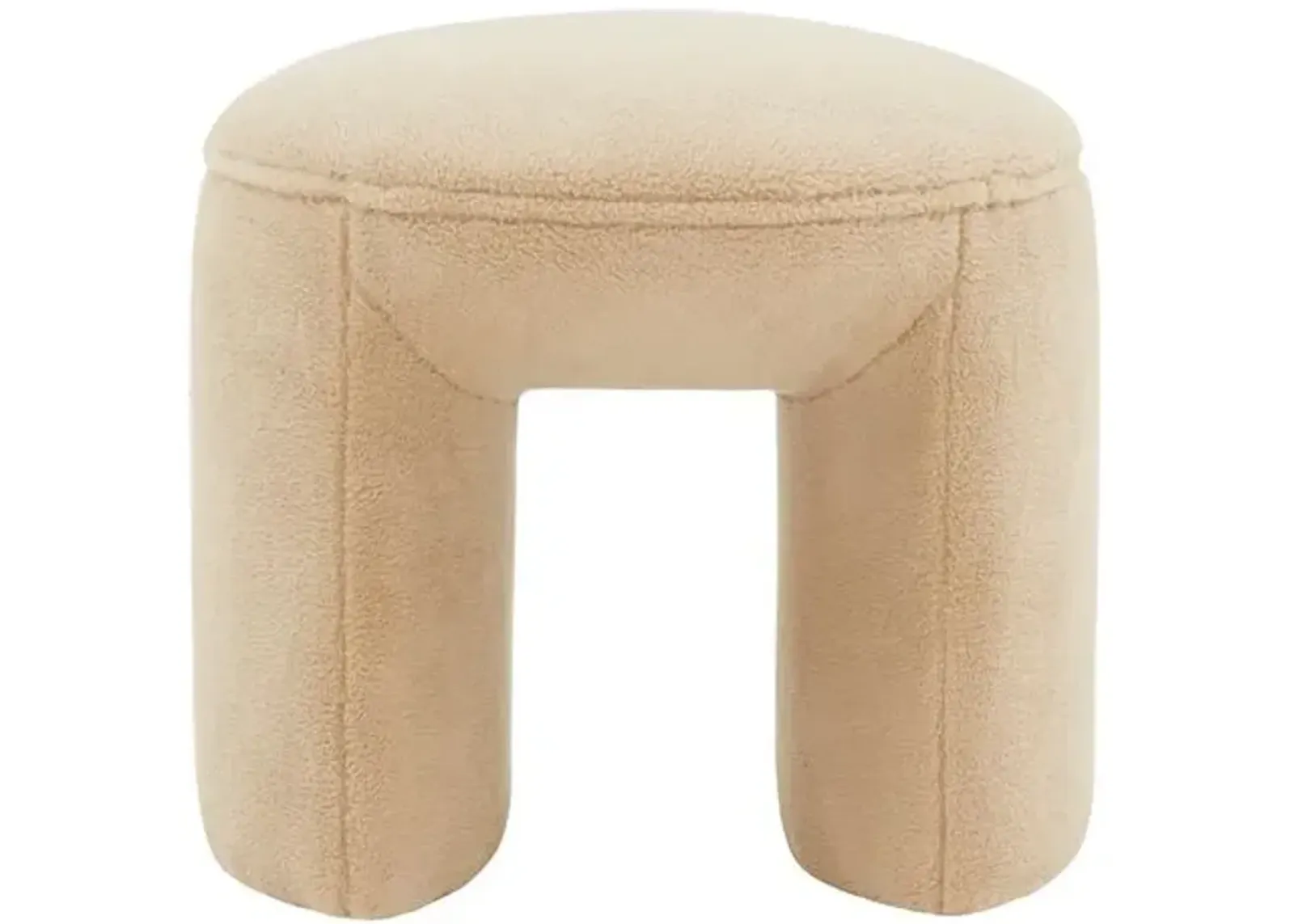 Lysta Faux Shearling Ottoman - Brown