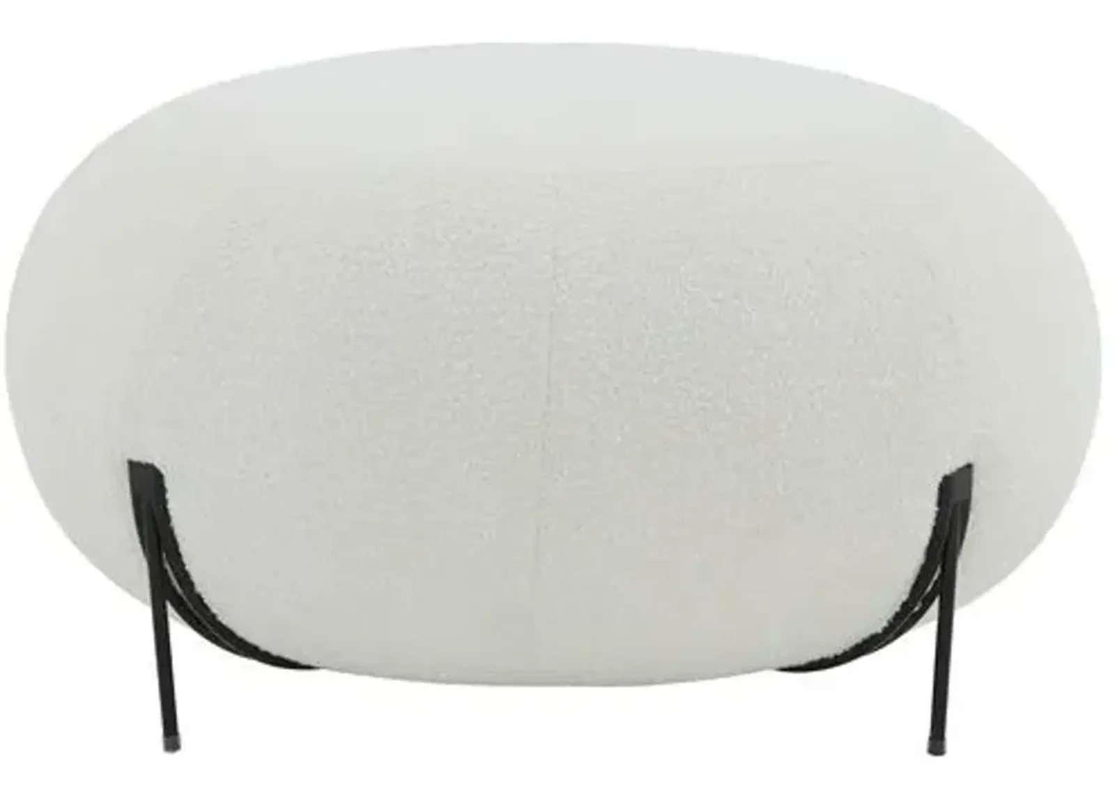 Snowbell Round Ottoman - Ivory/Black