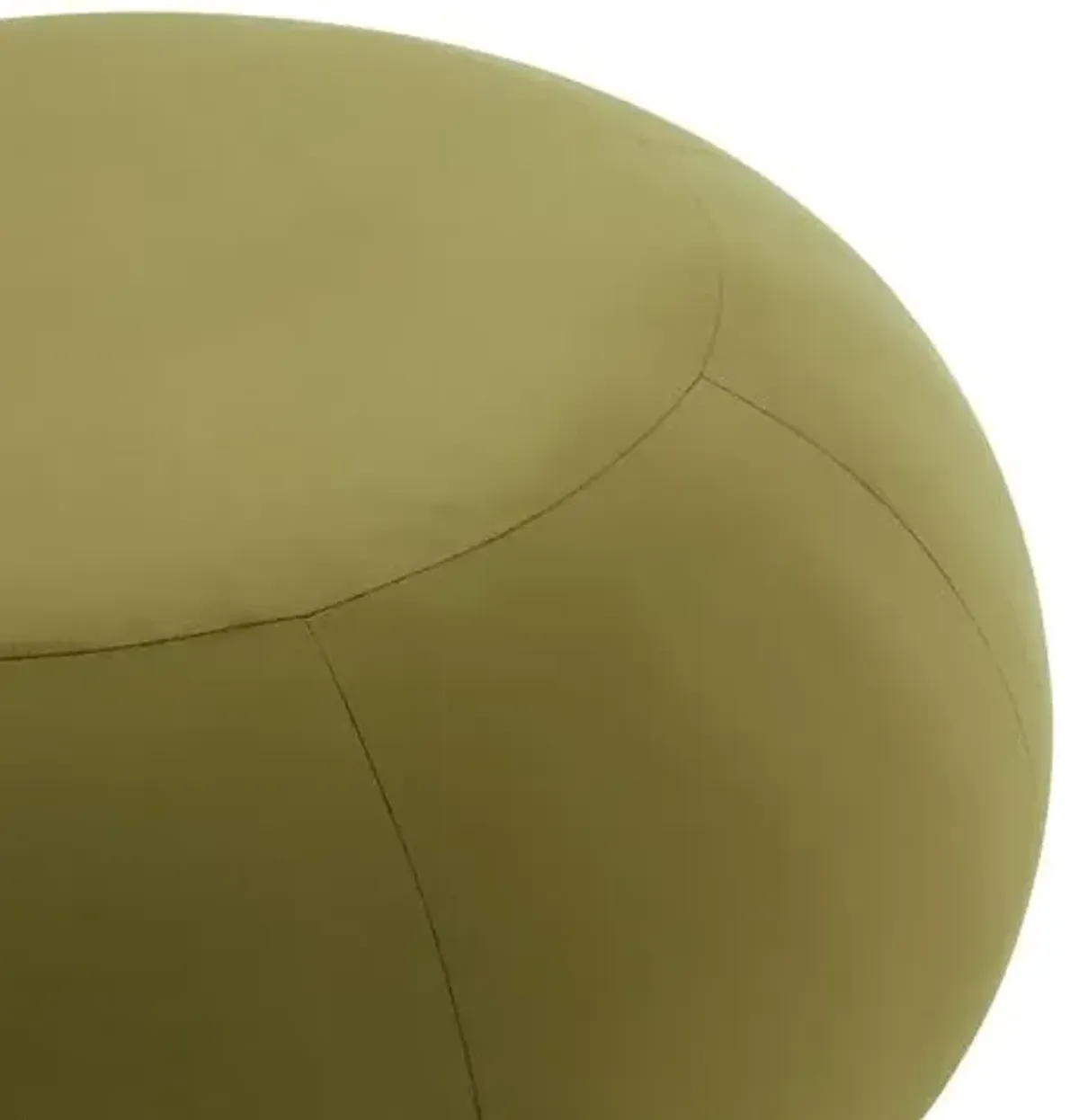 Snowbell Round Velvet Ottoman - Green