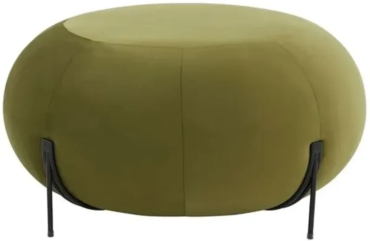 Snowbell Round Ottoman - Green