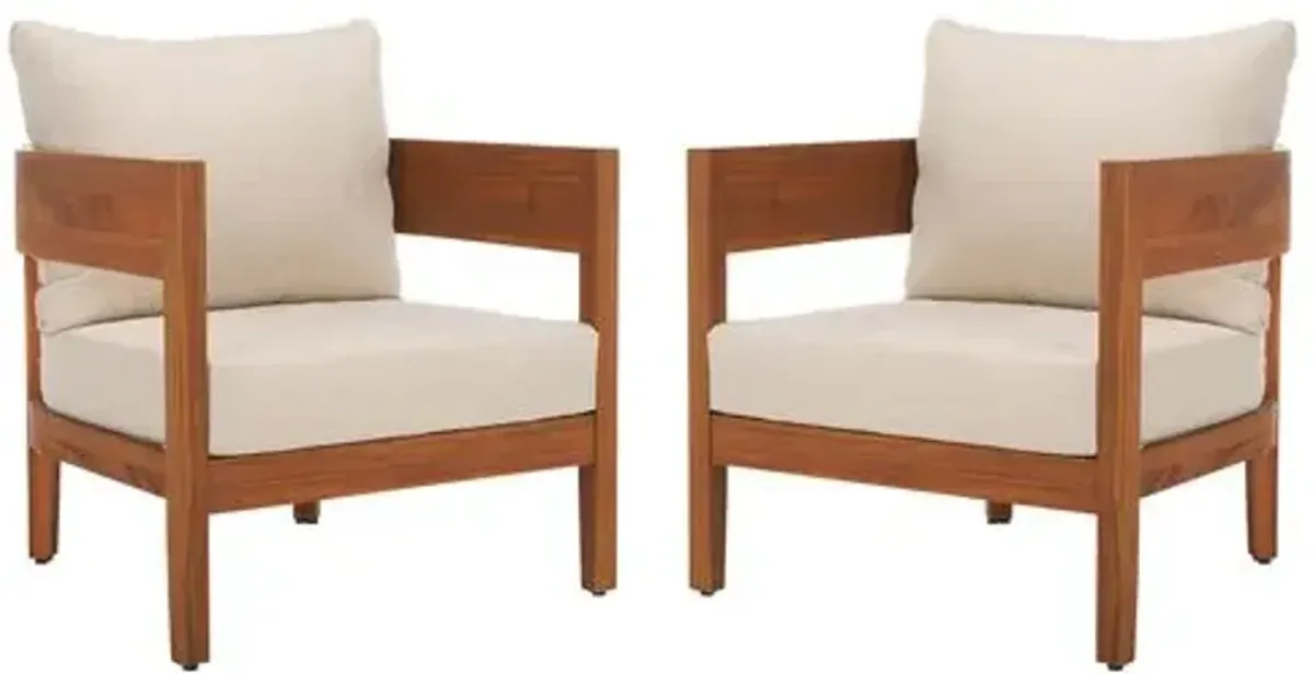 Set of 2 Yosef Chairs - Natural/Taupe - Brown