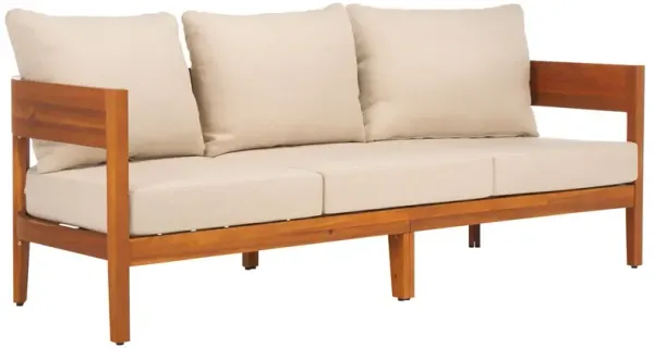 Yosef Teak Outdoor Sofa, Natural/Taupe