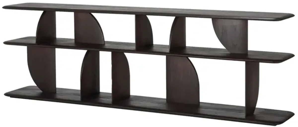 Geometric Sofa Console, Teak Brown