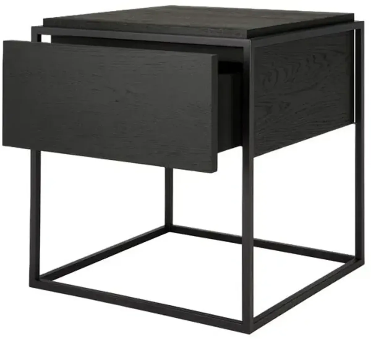 Monolit 1-Drawer Bedside Table - Oak Black - Ethnicraft