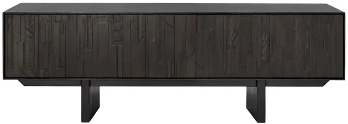 Mosaic 1-Drawer TV Cupboard, Teak Off Black