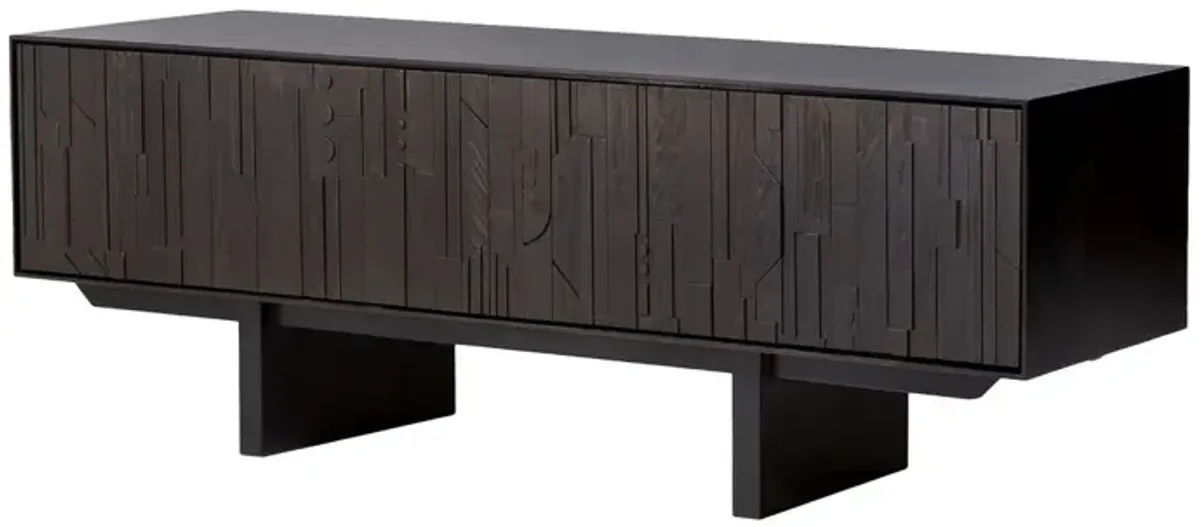 Mosaic 1-Drawer TV Cupboard, Teak Off Black