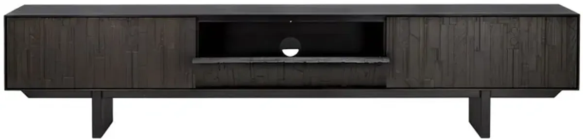 Mosaic 1 Door/2-Drawer TV Cupboard, Teak Off Black