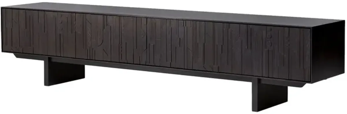 Mosaic 1 Door/2-Drawer TV Cupboard, Teak Off Black