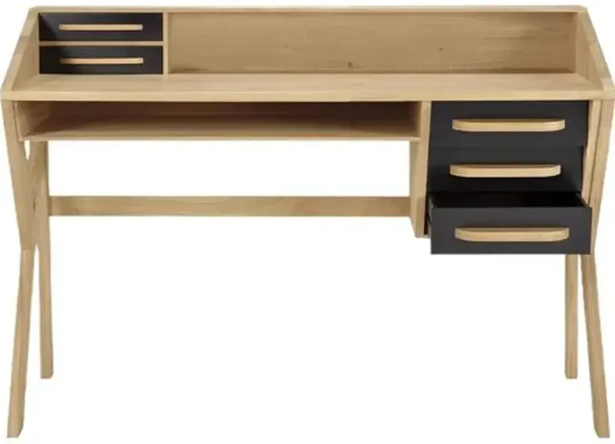 Origami 5-Drawer Desk - Oak Black - Ethnicraft