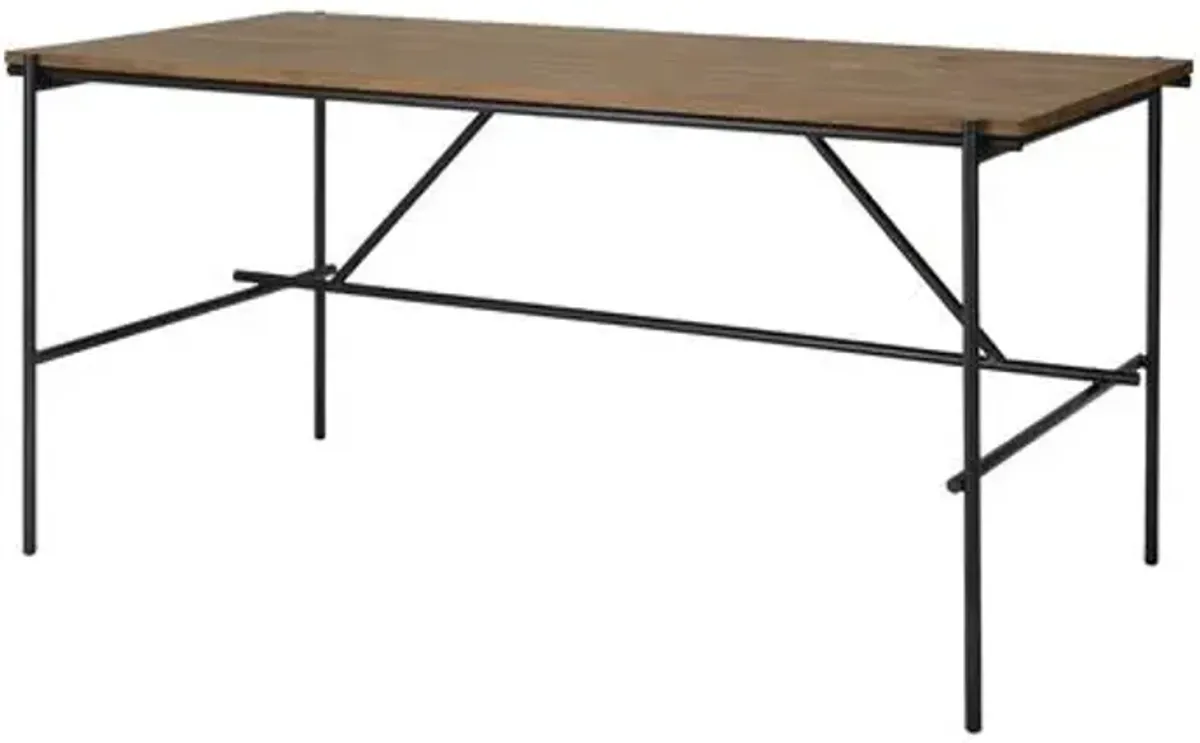 Oscar Cable Management Teak Desk - Natural/Black - Ethnicraft - Brown