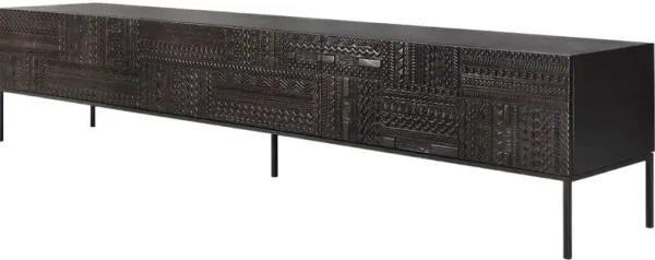 Mosaic Teak 1 Door/2-Drawer TV Cupboard, Black