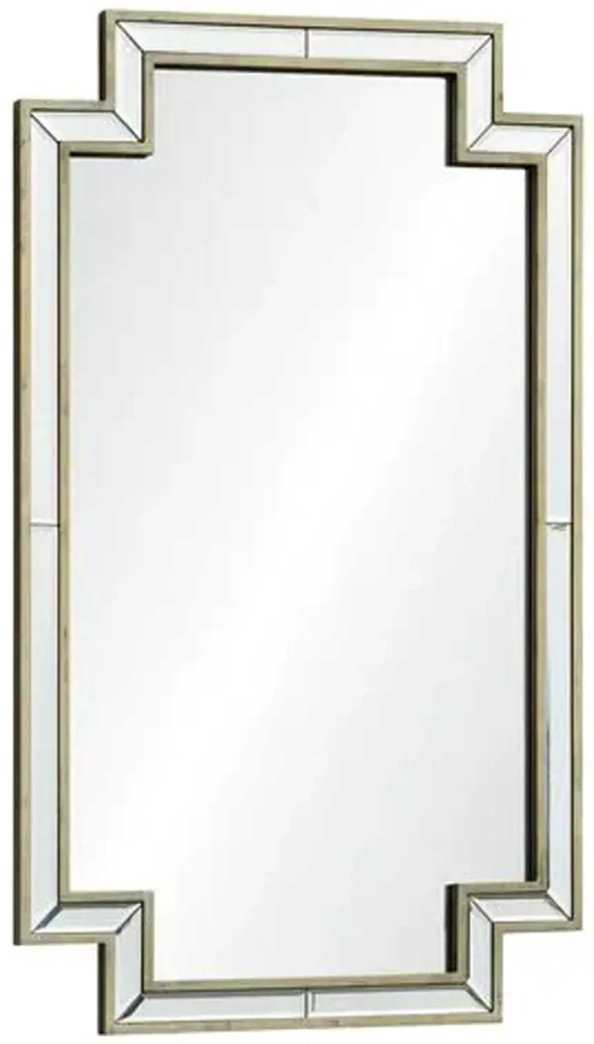 Faenor Notched Wall Mirror - Antique Champagne Silver