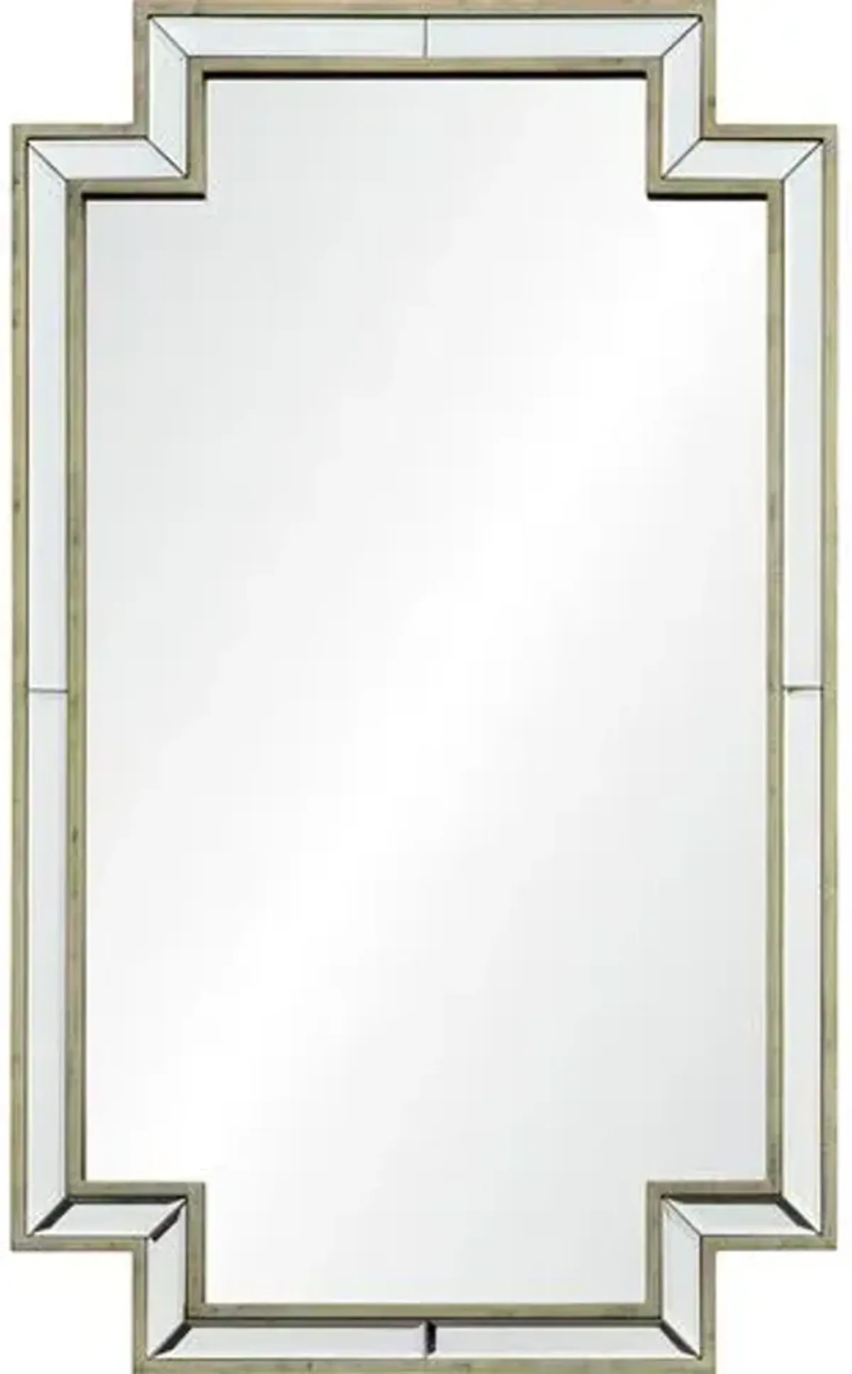 Faenor Notched Wall Mirror - Antique Champagne Silver