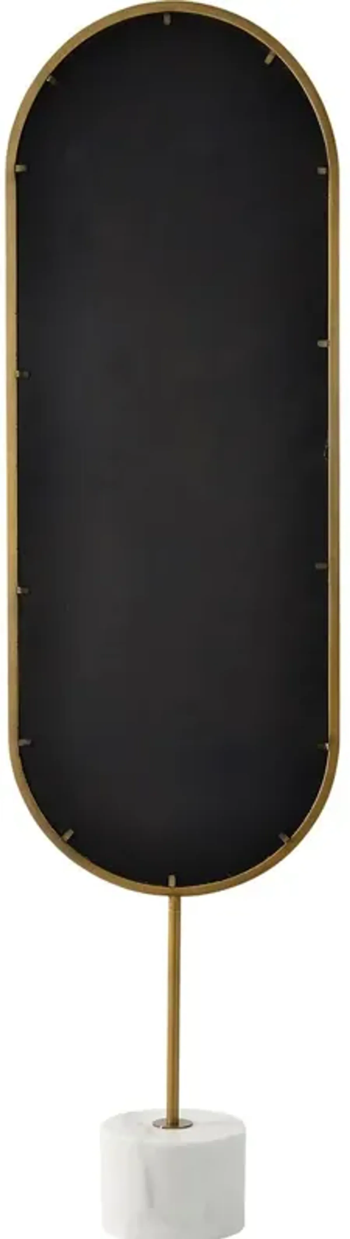 Amphitrite Oval Floor Mirror, Antique Brass/White Marble