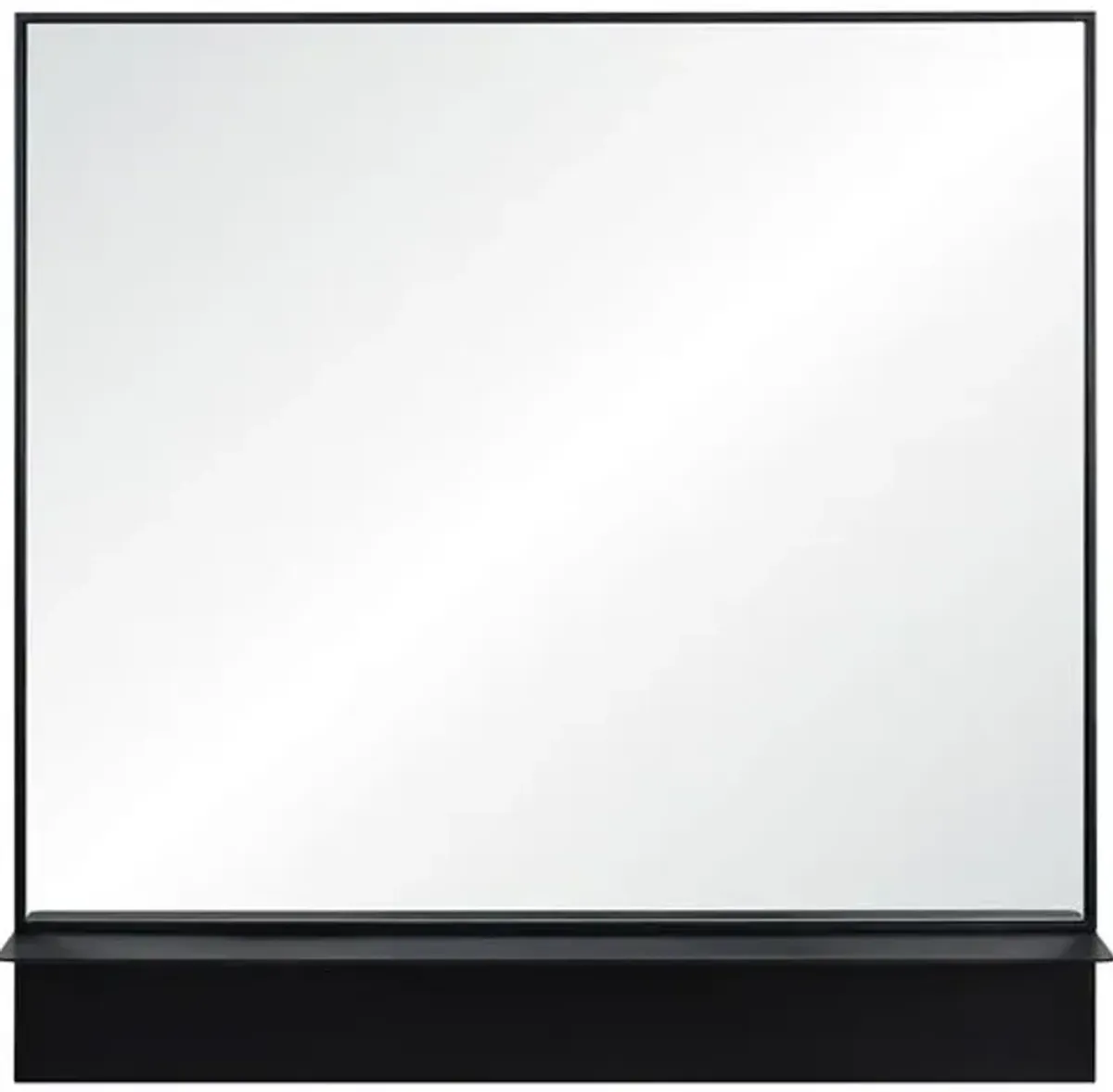 Phaedra Square Wall Mirror with Shelf - Black