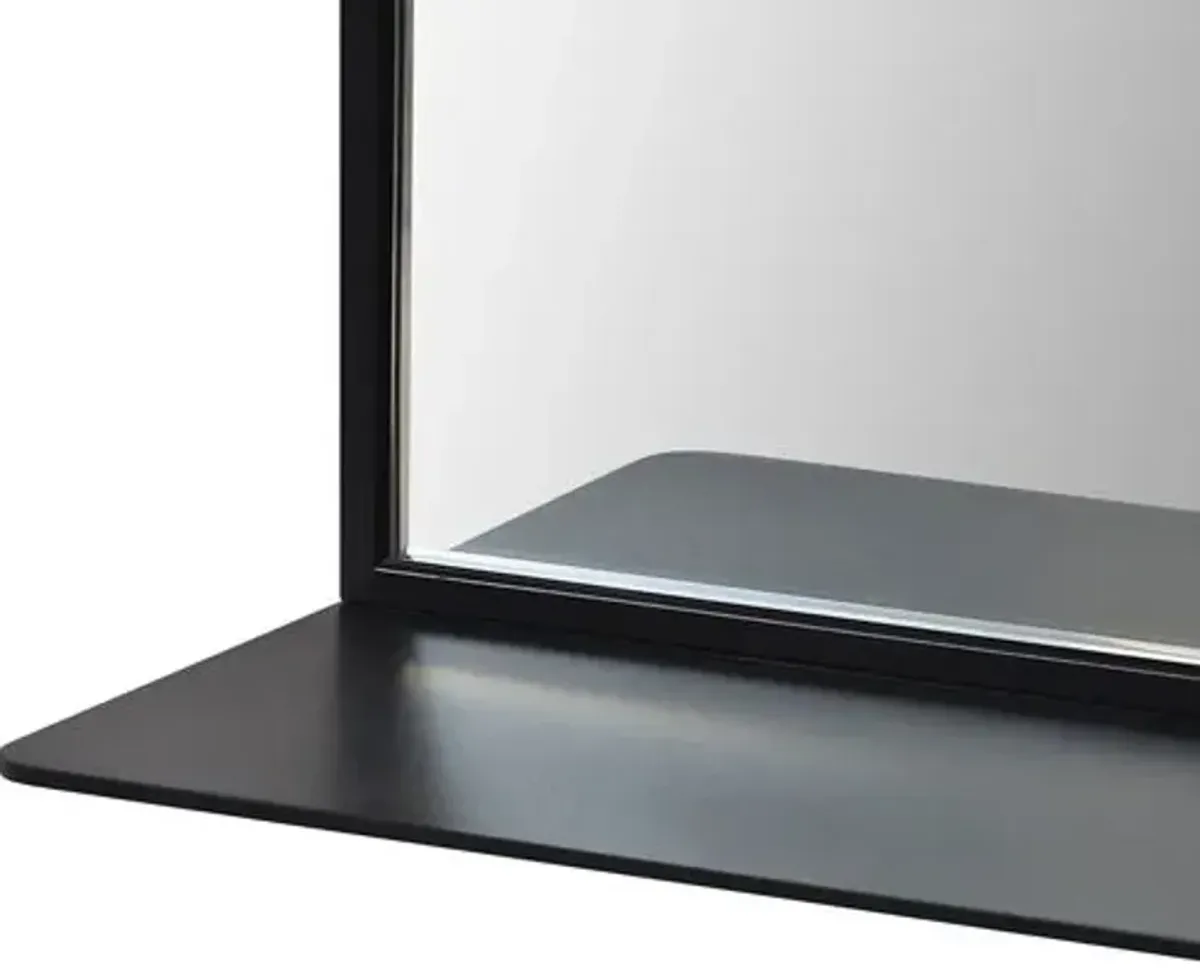 Marcellis Arched Wall Mirror with Shelf - Black