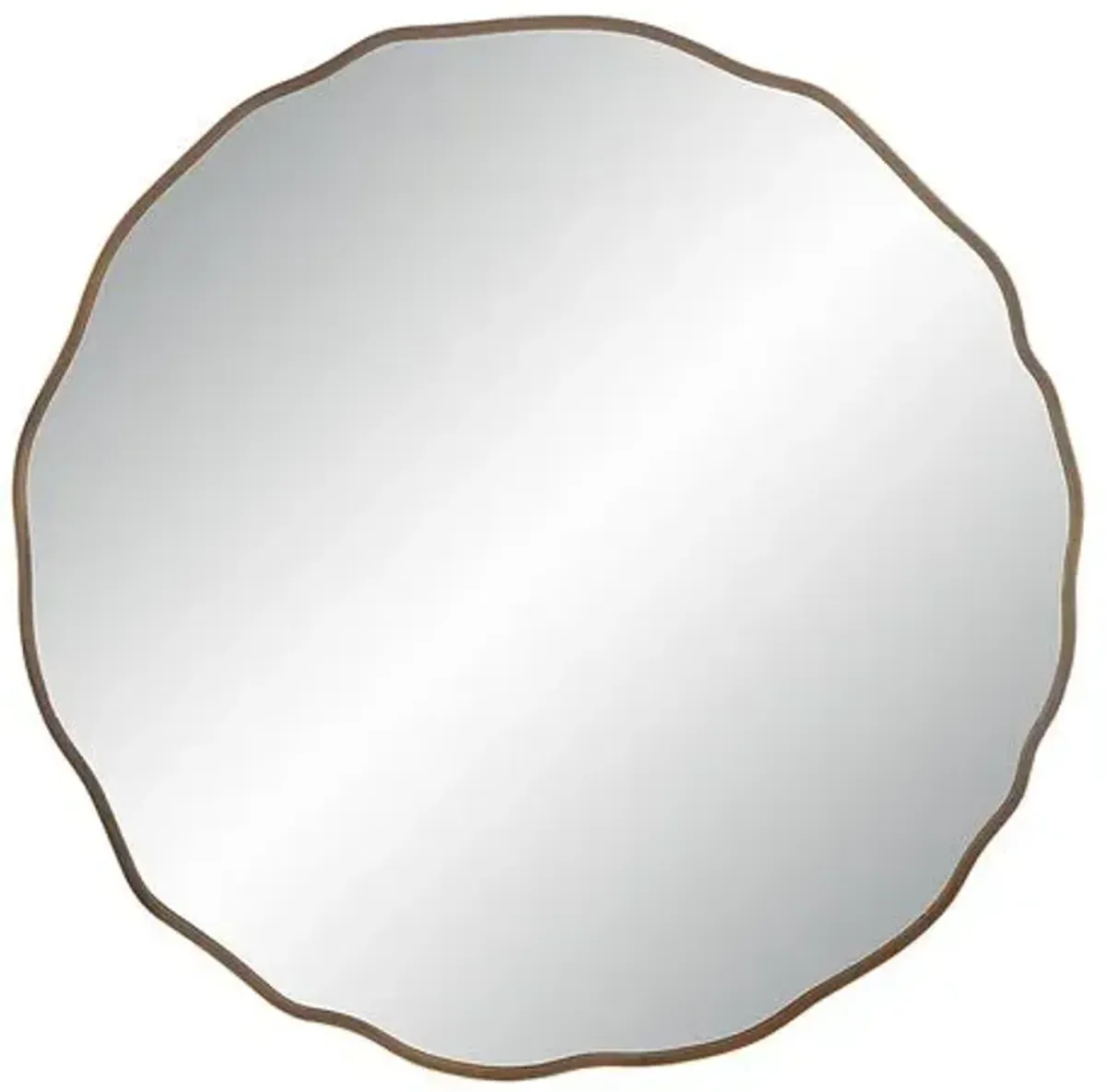 Ares Round Abstract Wall Mirror - Dark Antique Brushed Brass