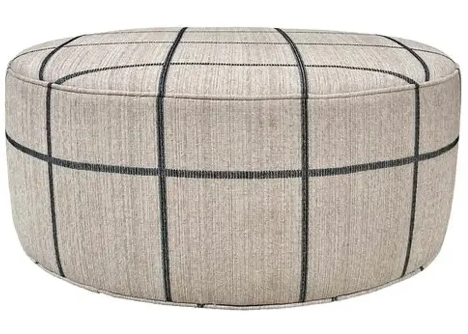 Devi Ottoman - West Village Charcoal/Linen - Kim Salmela - Handcrafted - Blue