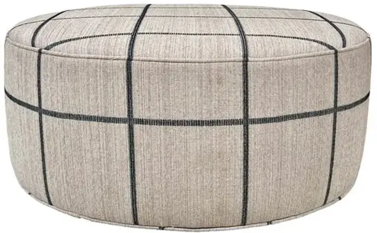 Devi Ottoman - West Village Charcoal/Linen - Kim Salmela - Handcrafted - Blue