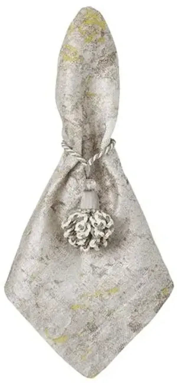 Set of 4 Mimi Napkins - White and Gold - Mode Living