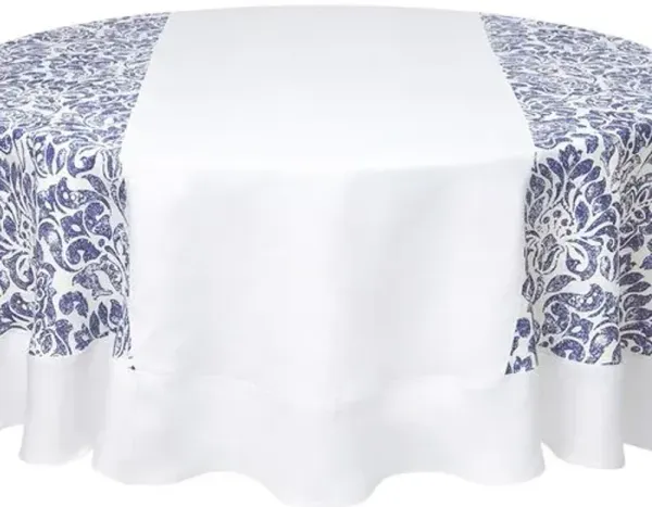 90 Round Santorini Tablecloth - Blue/White By Mode Living