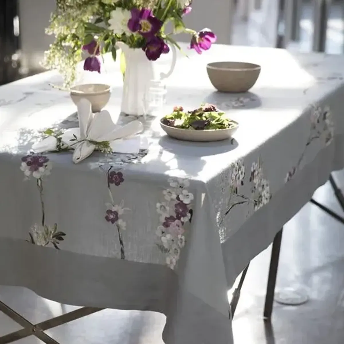 Positano Tablecloth - Gray Floral By Mode Living