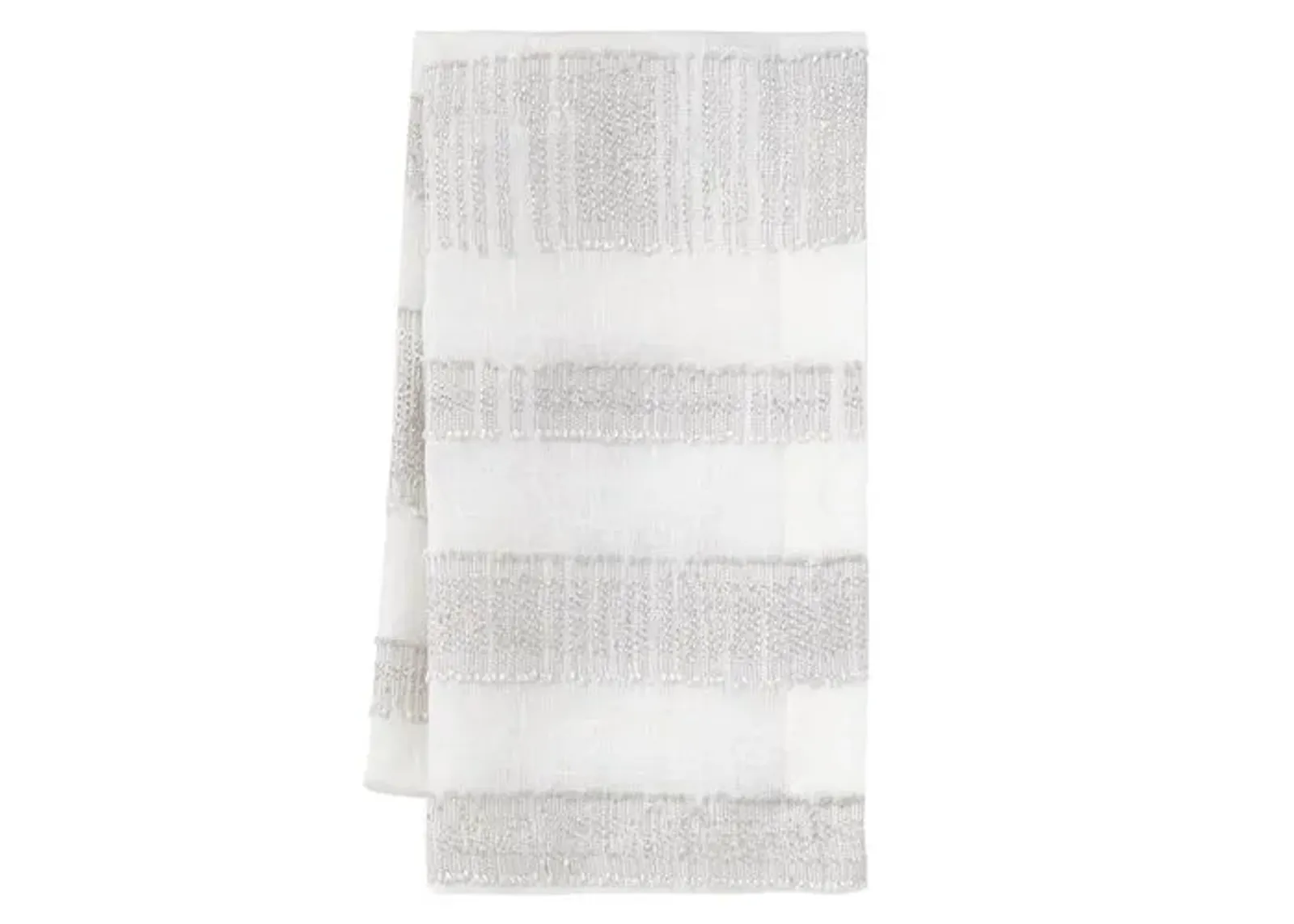 Set of 4 Seville Napkins - White and Silver - Mode Living