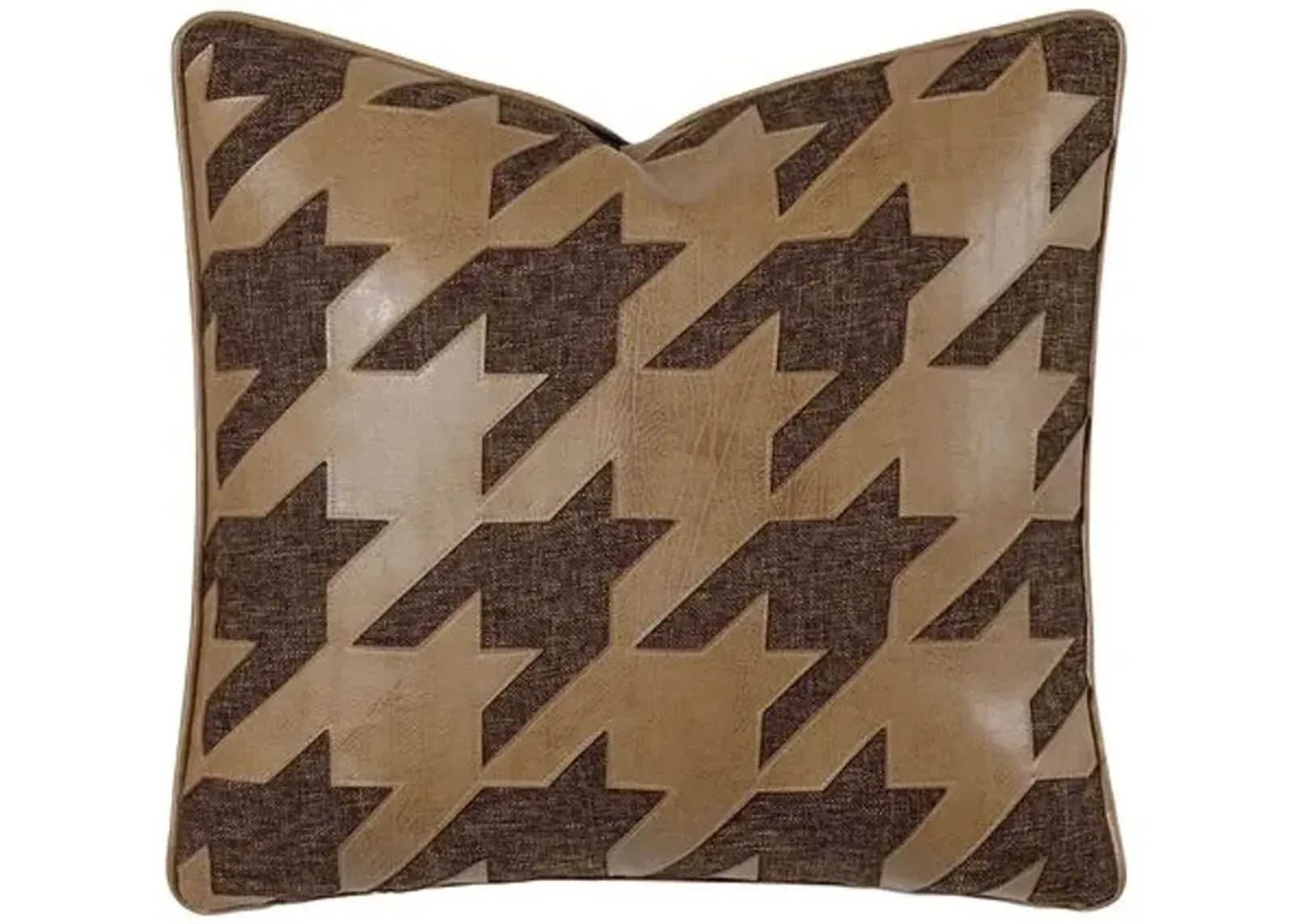 Bryce Houndstooth Faux Leather Pillow