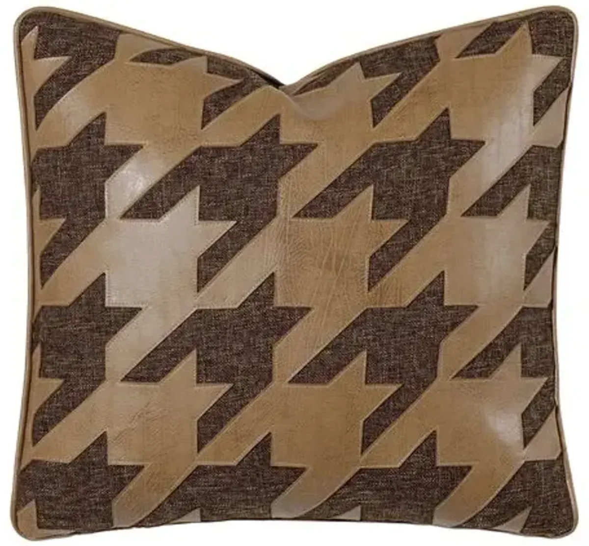 Bryce Houndstooth Faux Leather Pillow