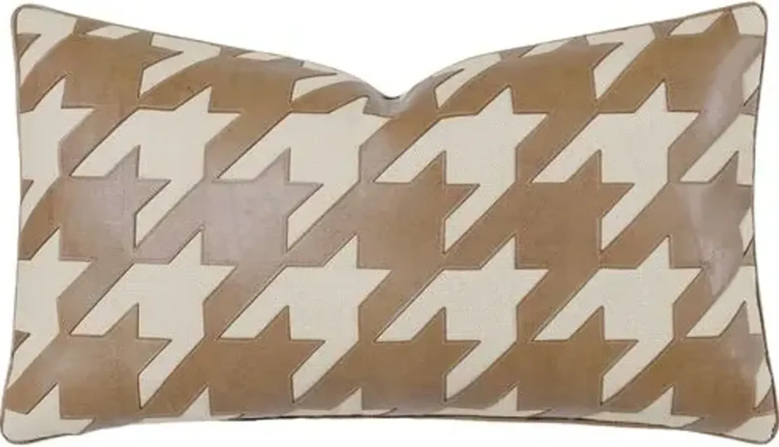 Bryce Houndstooth Faux Leather Lumbar Pillow