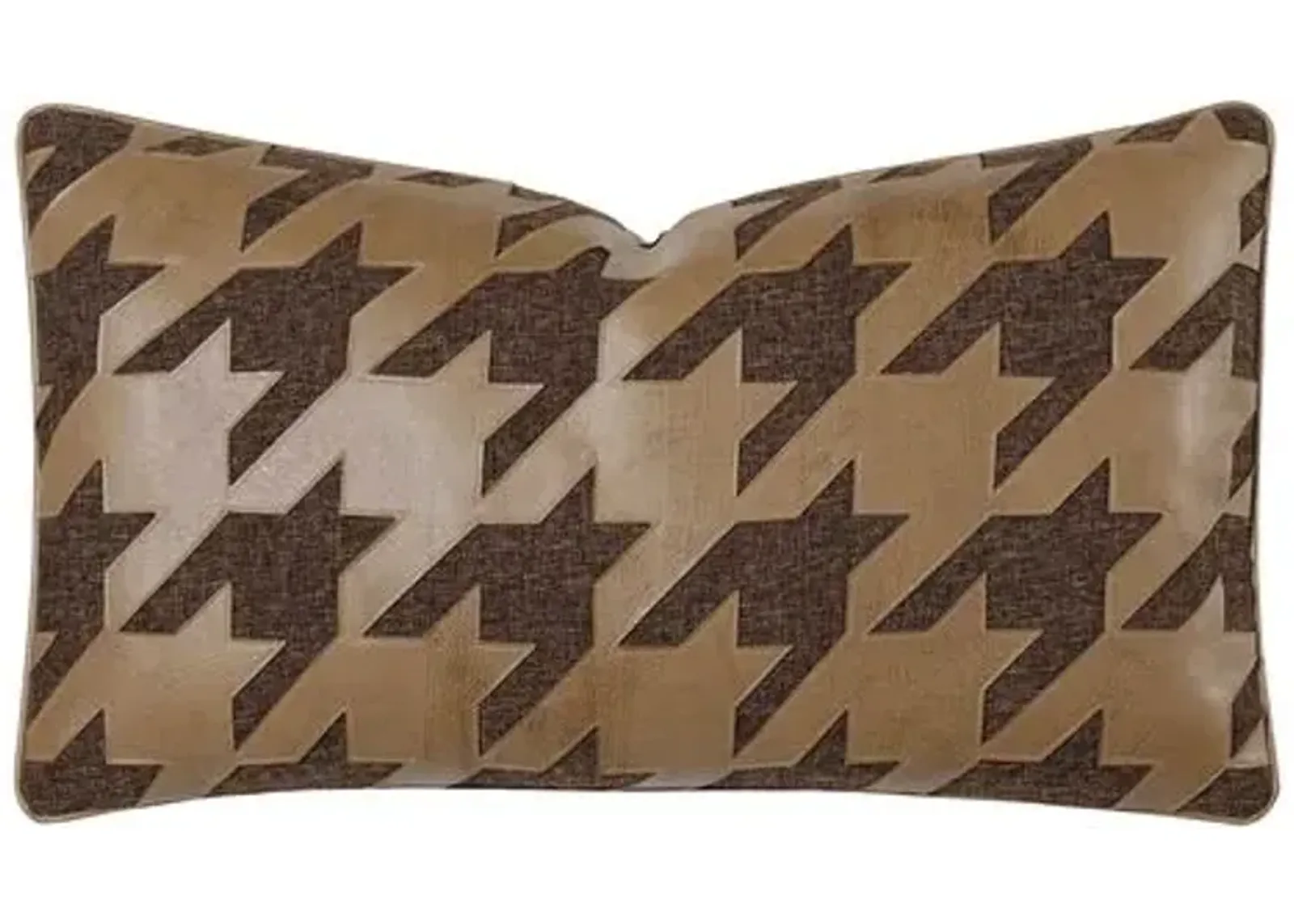 Bryce Houndstooth Faux Leather Lumbar Pillow