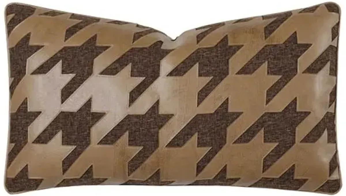 Bryce Houndstooth Faux Leather Lumbar Pillow