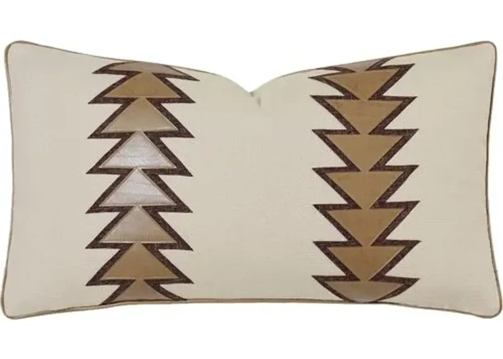 Bryce Faux Leather Arrow Pillow - Bisque/Saddle