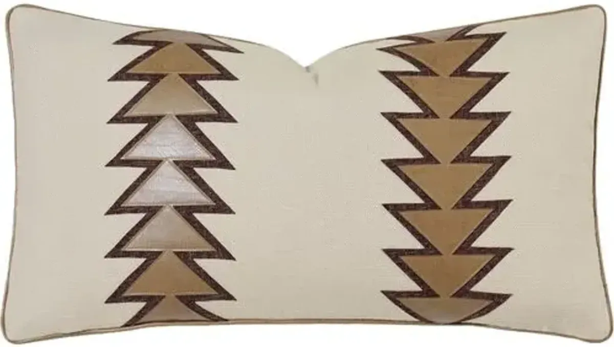 Bryce Faux Leather Arrow Pillow - Bisque/Saddle