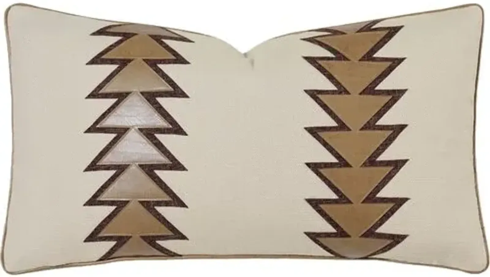 Bryce Faux Leather Arrow Pillow - Bisque/Saddle