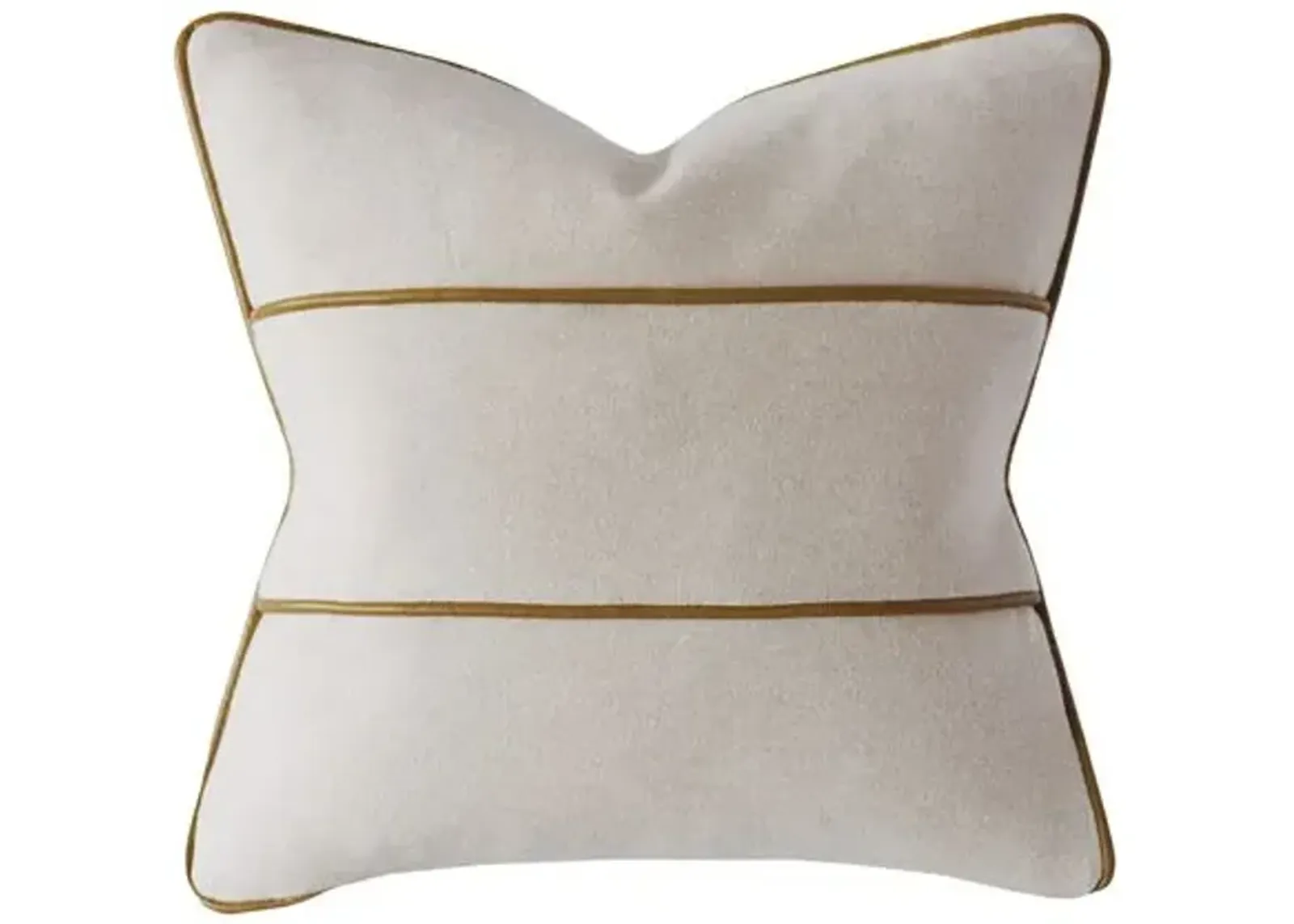 Asher Leather Welt Pillow - Bisque Flannel