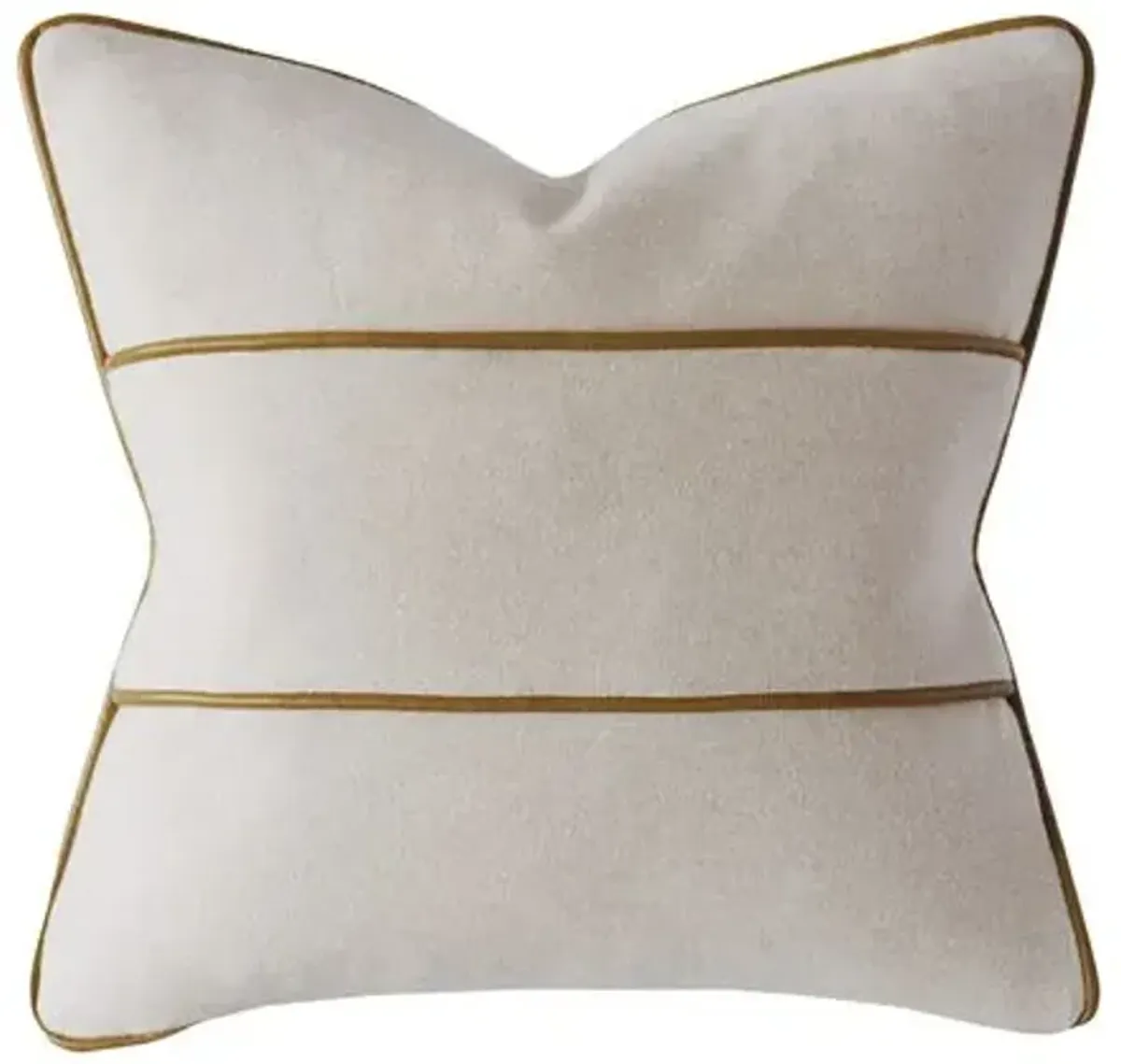 Asher Leather Welt Pillow - Bisque Flannel