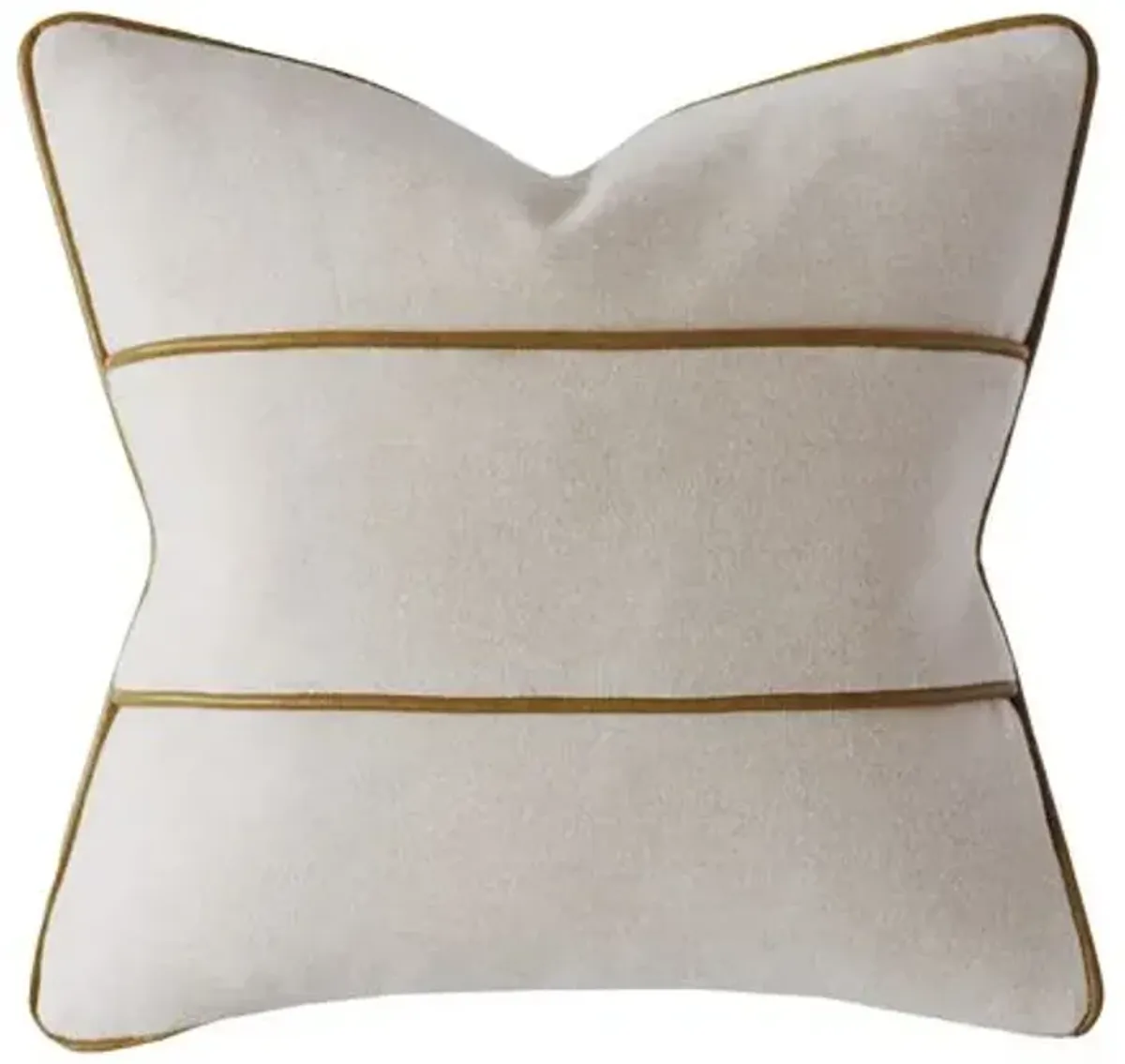 Asher Leather Welt Pillow - Bisque Flannel