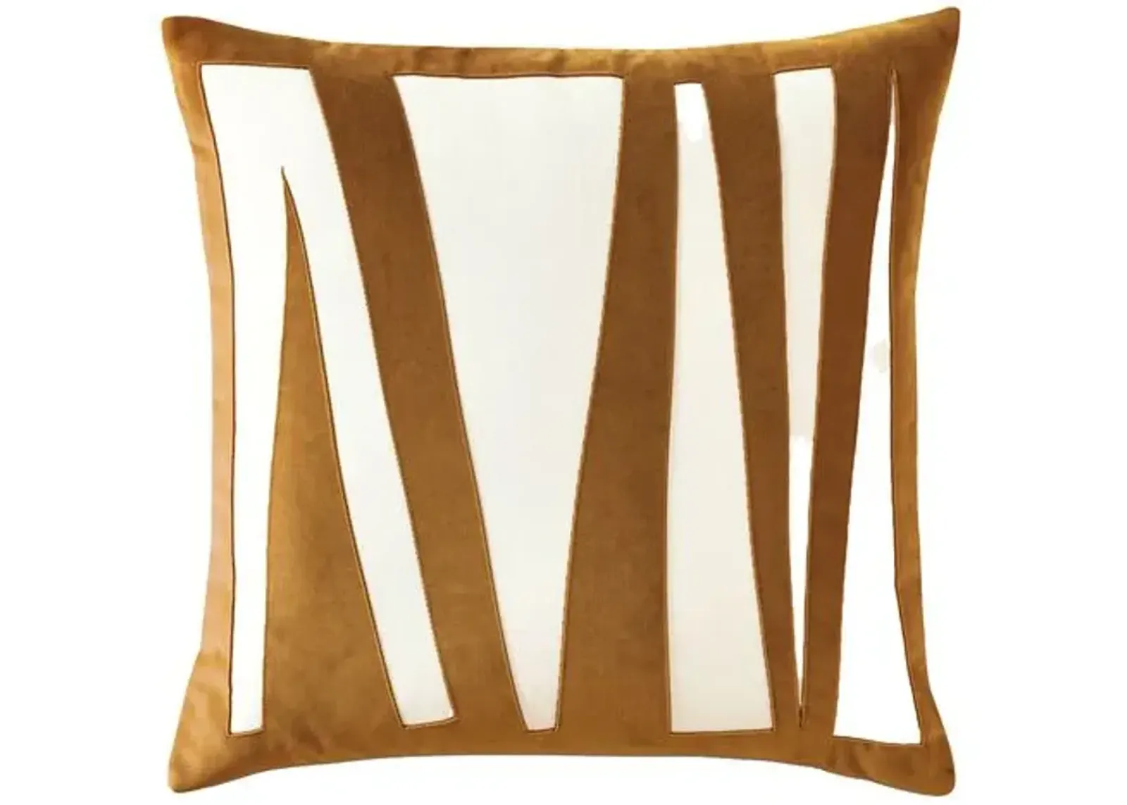 Asher Lasercut Velvet Pillow - Ivory/Gold