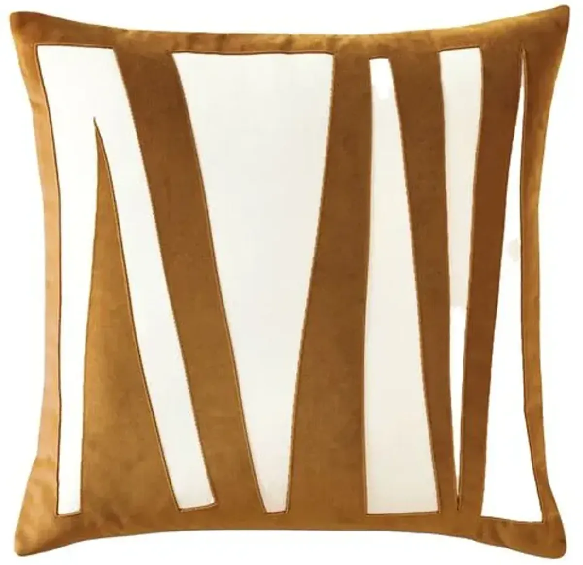 Asher Lasercut Velvet Pillow - Ivory/Gold