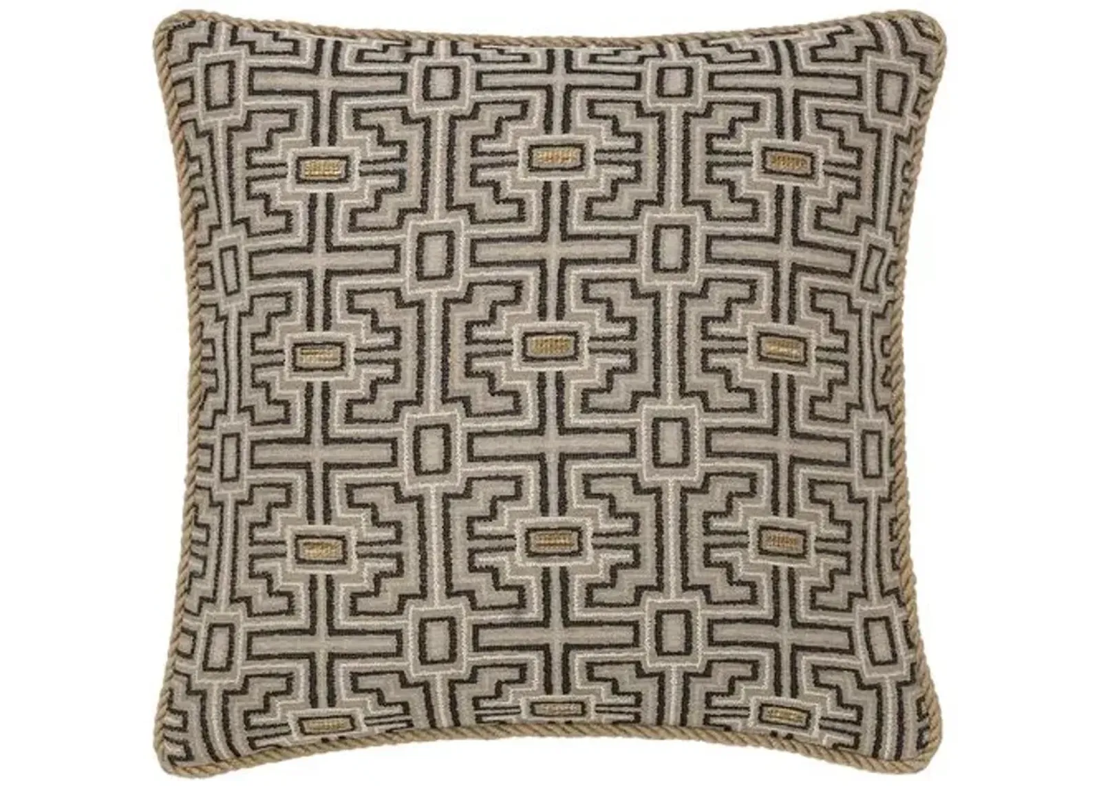 Asher Geometric Cord Pillow - Stone/Bisque