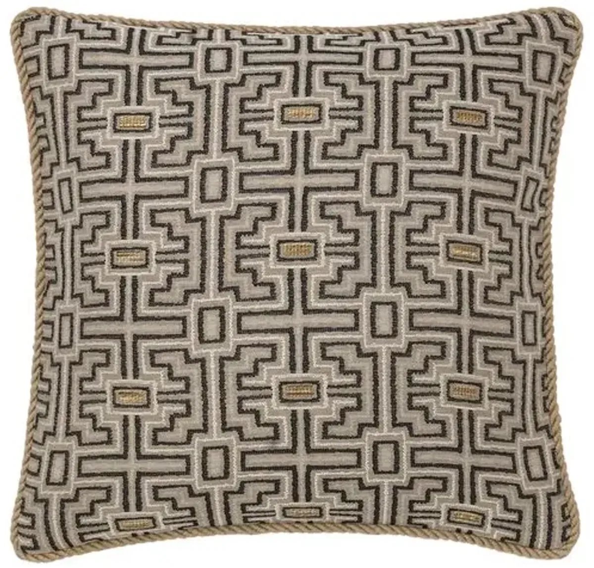 Asher Geometric Cord Pillow - Stone/Bisque